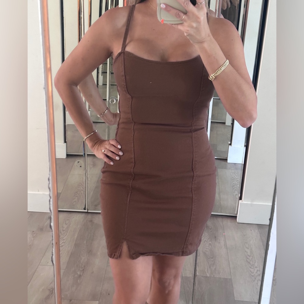 H&M brown denim mini dress/ Divided